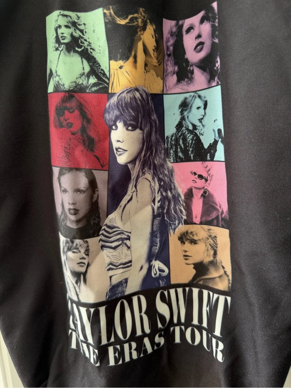 Taylor Swift Black Multicolor Photo-Grid Eras Tour Tote Bag